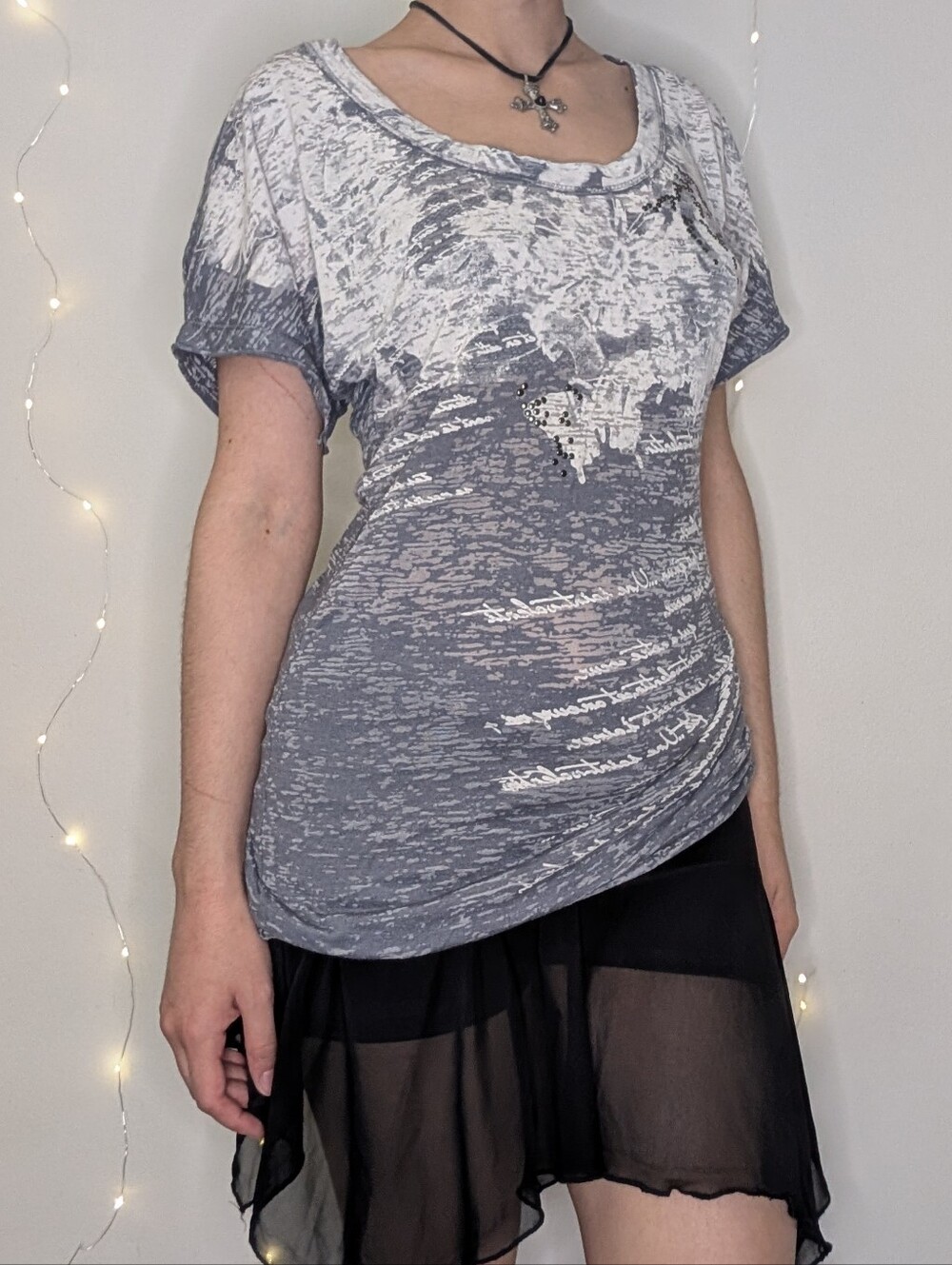 Y2K Grungy Tunic Top With Studs - Slouchy Fit